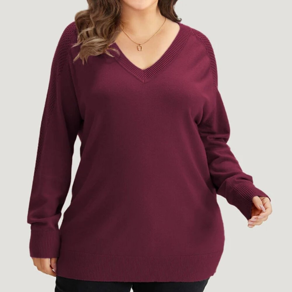 Bloomchic Supersoft Essentials Solid Cut Out Patchwork Pullover sweater size 18/